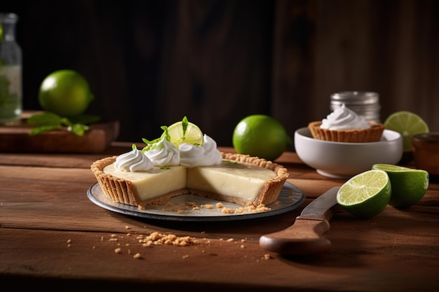 Key lime pie Classic traditional American dessert favorite Key lime pie raw mixture made with the juice from Key West lime juice condensed milk sugar and eggs poured into graham cracker crust