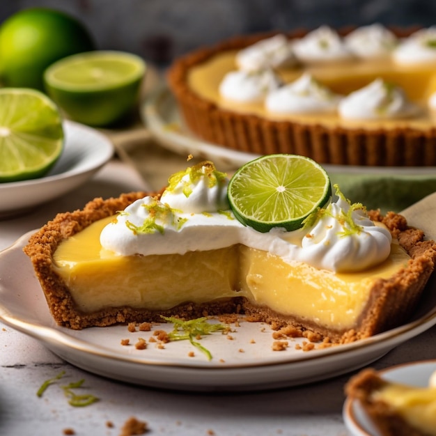 Key lime pie op een bord generatieve ai