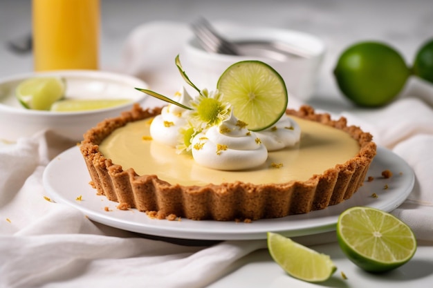 Key Lime Pie op een bord Generatieve AI