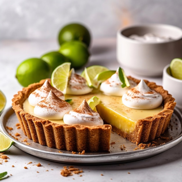 Key Lime Pie op een bord Generatieve AI