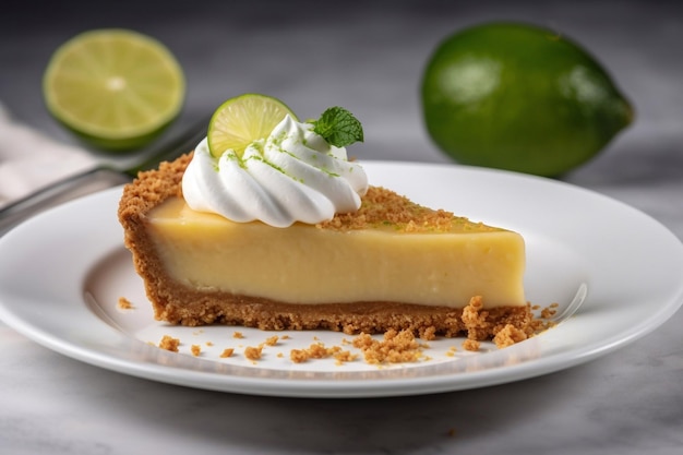 Key Lime Pie Piece on a plate Generative AI