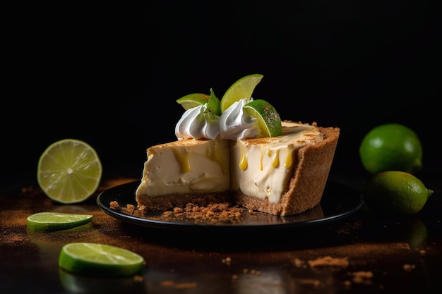 Key lime pie piece su un piatto ia generativa