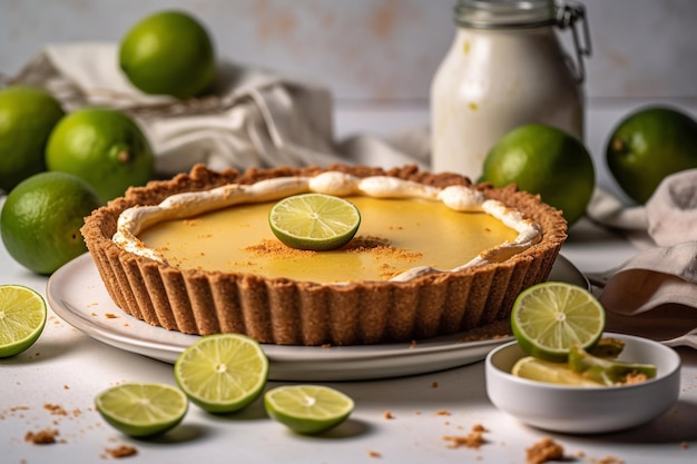 Key Lime Pie on a plate Generative AI