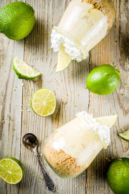 Key lime pie in small jars