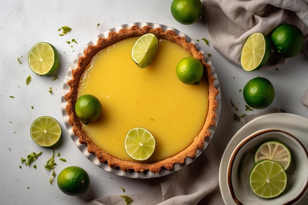 Key Lime Pie Вид сверху Генеративный AI