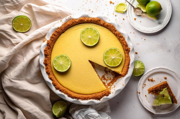 Key Lime Pie Вид сверху Генеративный AI