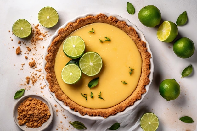 Key Lime Pie Вид сверху Генеративный AI