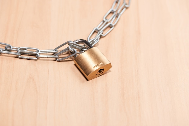 Key lock locked with a chain on table