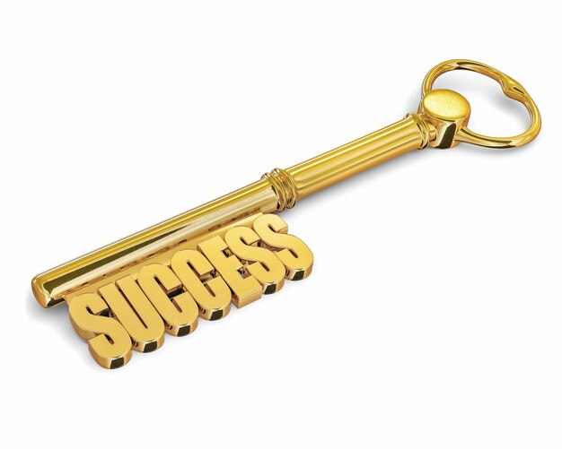 Key to success made of gold isolated