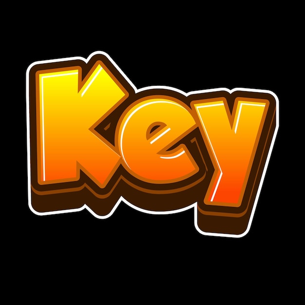 Key Text 3D Orange Black Background Photo JPG