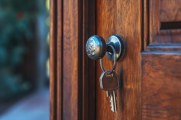 The key was inserted into the door of the house