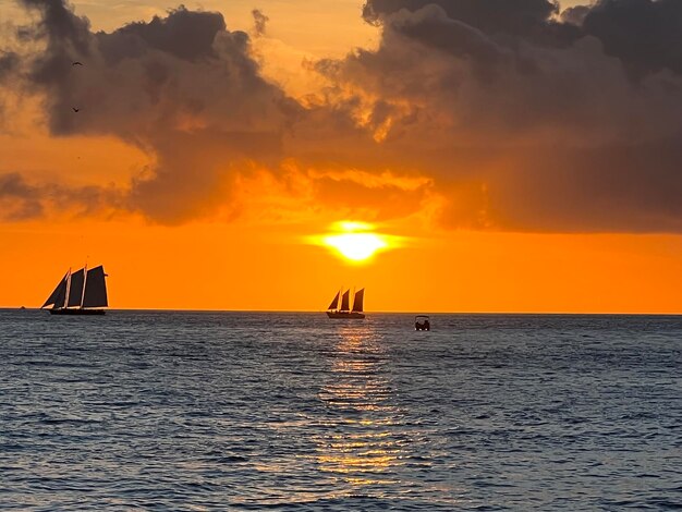 Key west sunset with sailboat