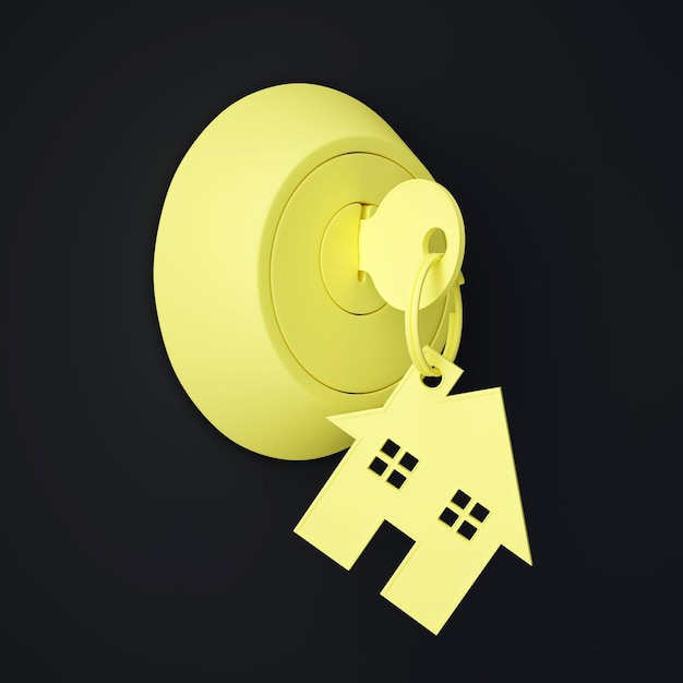 Key with house shape 3d render