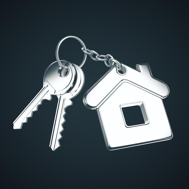 Key with key chain in form of house