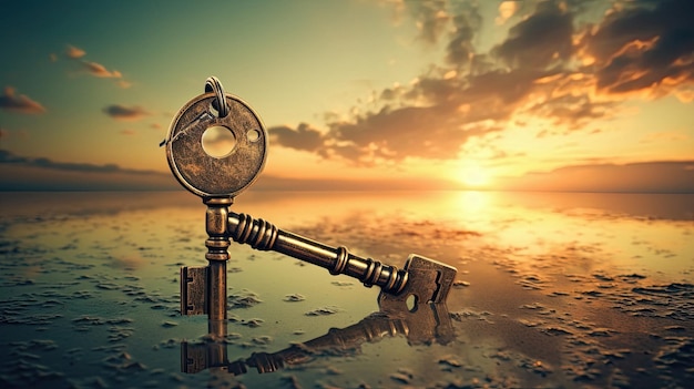 Foto una chiave con una chiave che dice la chiave del futuro.