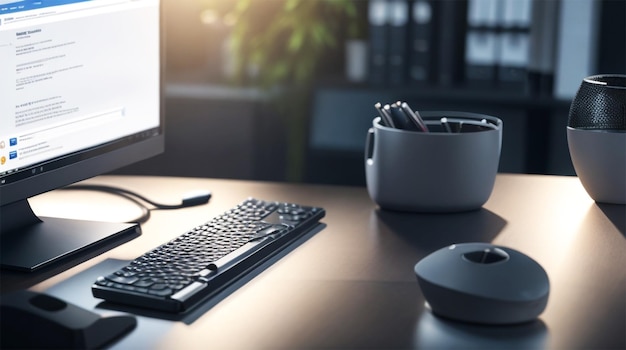 keyboard on the desk