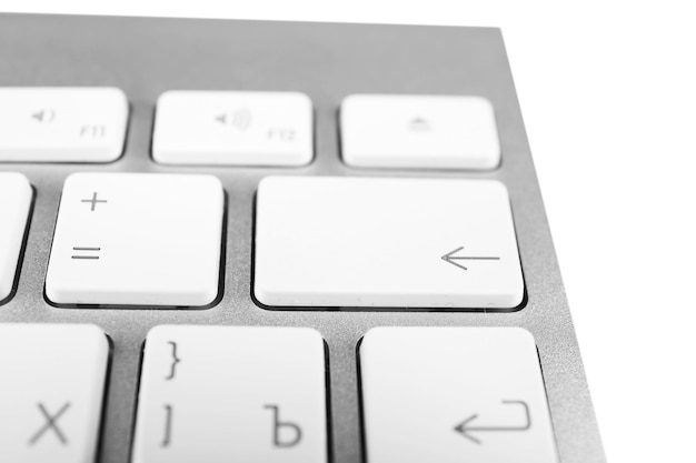 Keyboard of modern laptop close up