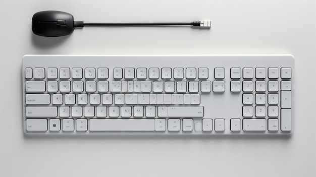 Keyboard mouse and black pencil on a light background peripheral devices for computers