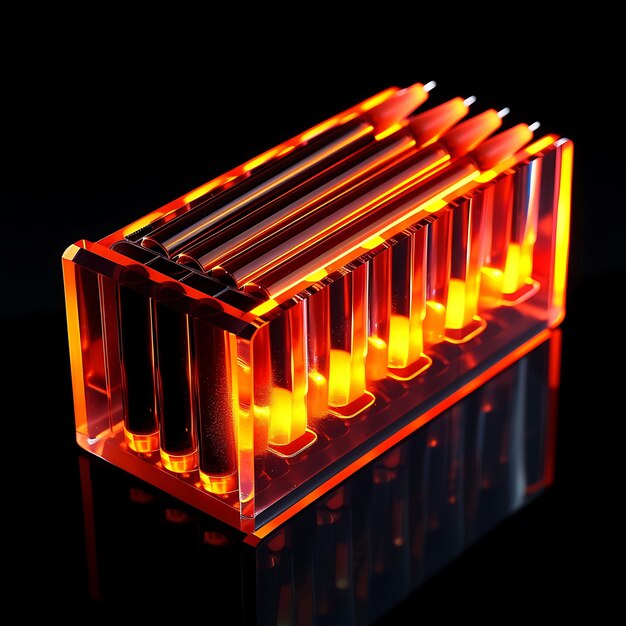 a keyboard with orange and red lights on it