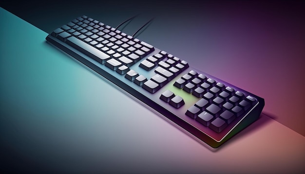 A keyboard with a rainbow colored background and the word computer on it.