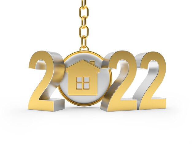 Keychain with a house and the number of new year