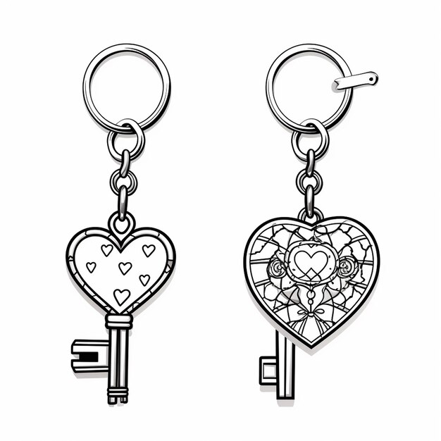 Photo keychains kindergarden art charm cute coloring book kawaii line art