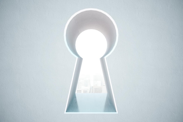 Keyhole opening with city view