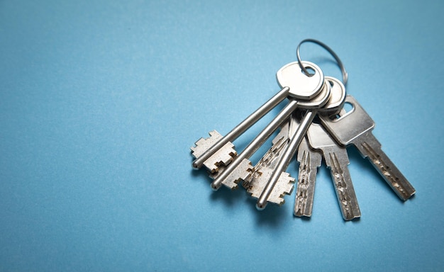 Keys on the blue background