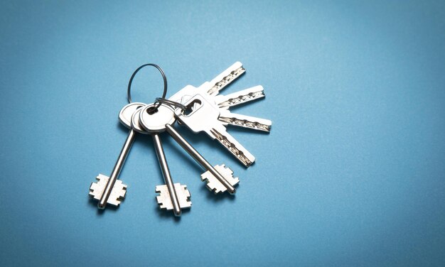 Keys on the blue background