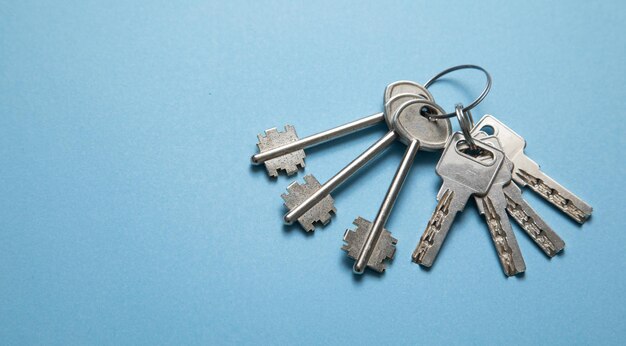 Keys on the blue background