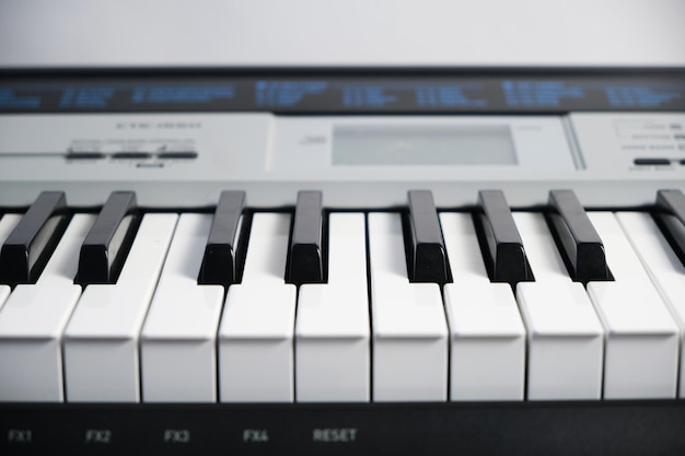 Keys and control panel of the music synthesizer.