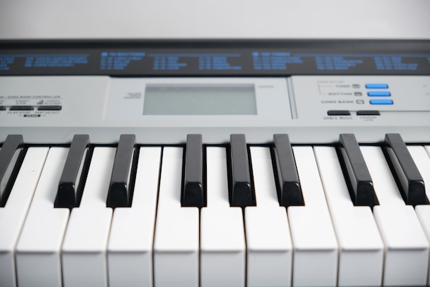 Keys and control panel of the music synthesizer.