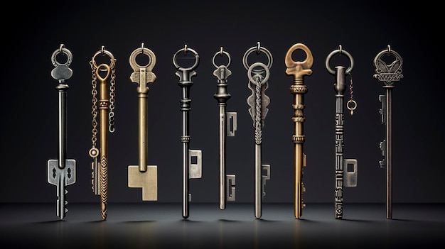 Photo keys with different types of locks