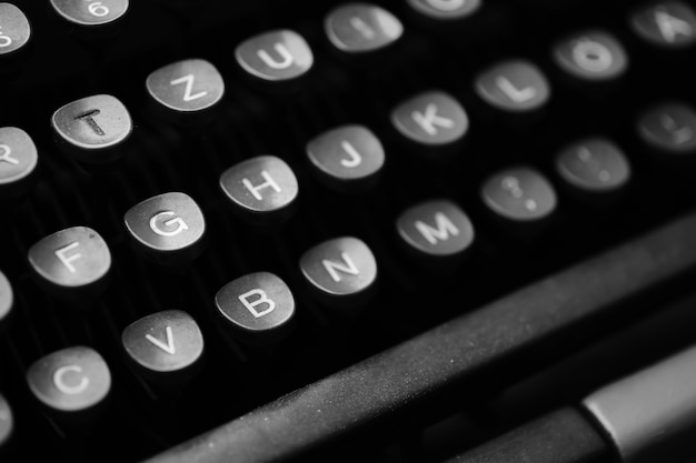 Keys with letters of the English language on an old typewriter