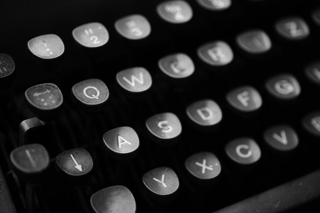 Keys with letters of the English language on an old typewriter