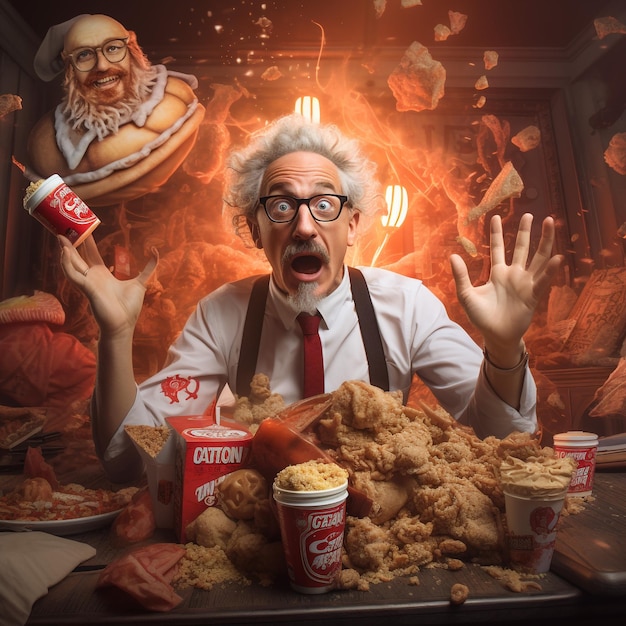 kfc 더러운 새가 닭고기를 많이 먹고 kfc 제품이 오히려 배가 커 보입니다.