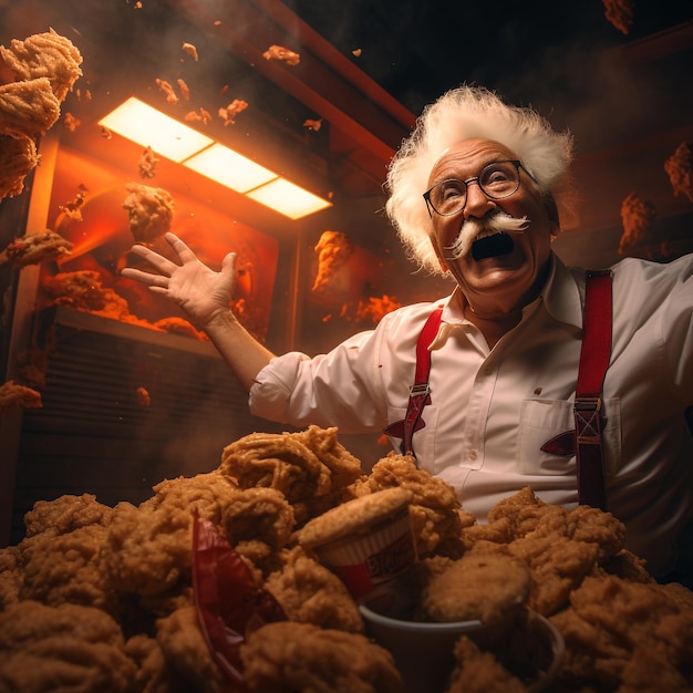 kfc 더러운 새가 닭고기를 많이 먹고 kfc 제품이 오히려 배가 커 보입니다.