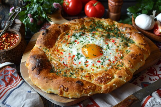 Photo khachapuri georgian cheesefilled bread delicious and savory