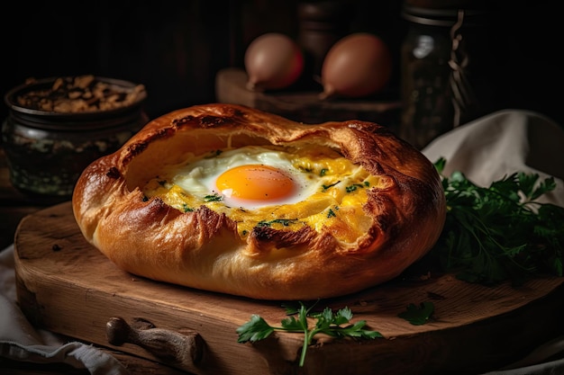 Khachapuri Georgisch voedsel Brood met ei generatieve ai