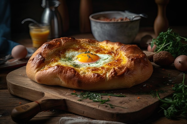 Khachapuri Georgisch voedsel Brood met ei generatieve ai