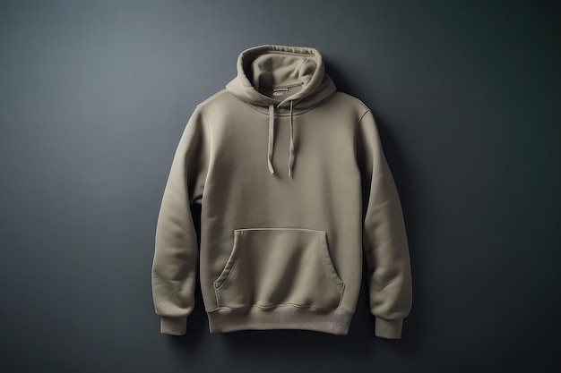 khaki sweatshirt on gray background Mock up for advertising AI generated