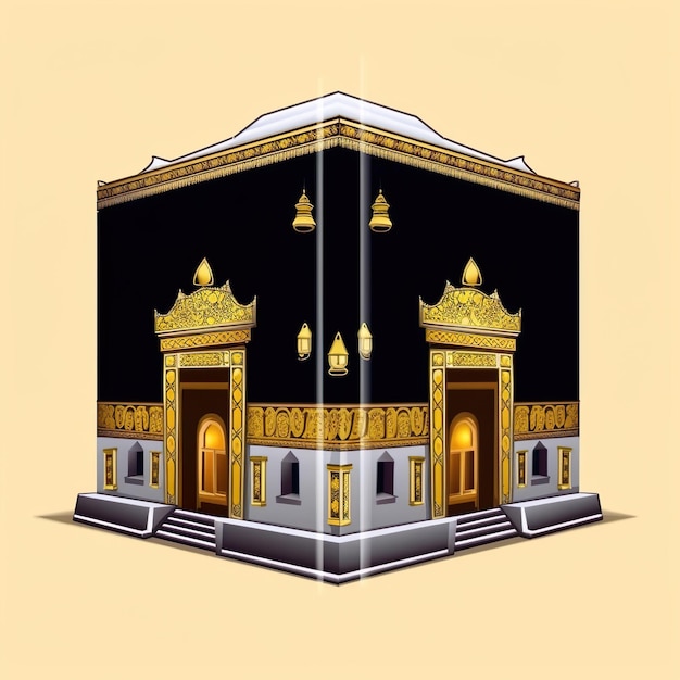 khana kaaba 그림 포스터 및 배경 디자인을 위한 kaaba의 3d 그림