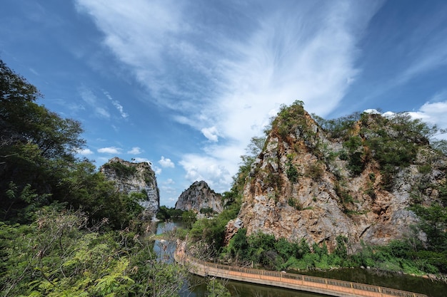 Khao Ngu Stone Park In Ratchaburi Province it used to be an old mine Later developed and improved new to be a tourist attraction Convenient transportation