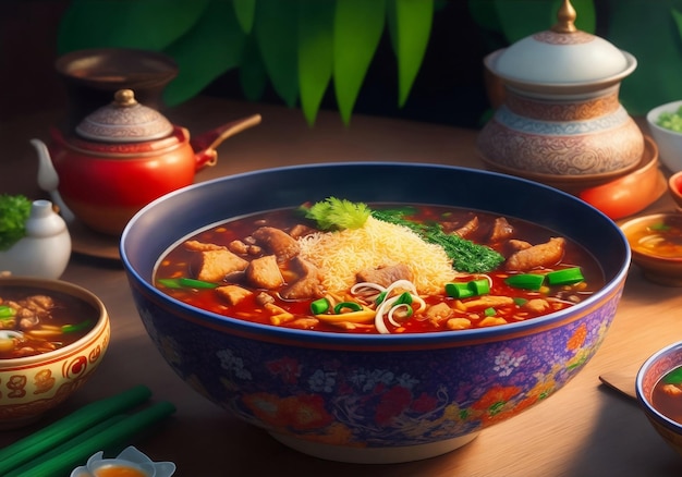 Khao soi noordelijk Thais eten Generatieve AI illustratie