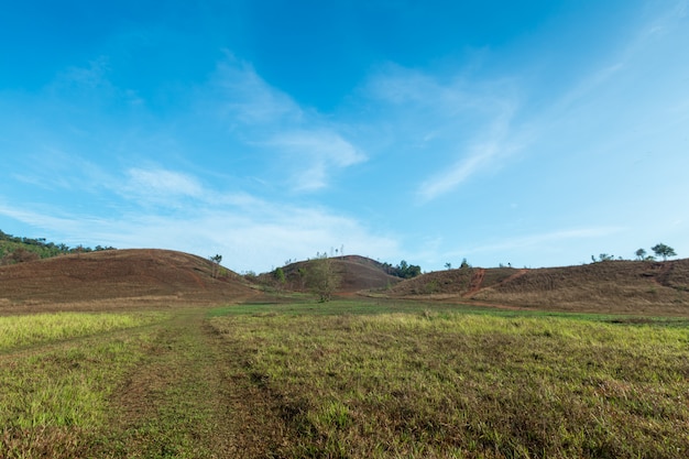 Khao ya, landscape mountain and blue sky at ranong, thailand