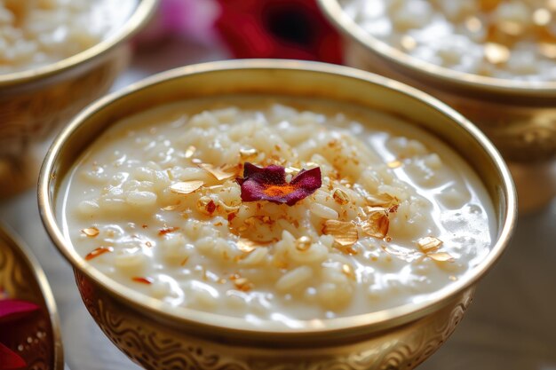 사진 kheer payasam 우유 설탕 또는 jaggery와 을 여 만든 크림과 달한  푸딩 인도 요리