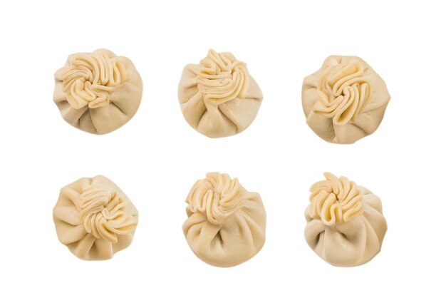 Khinkali op witte achtergrond Bovenbeeld