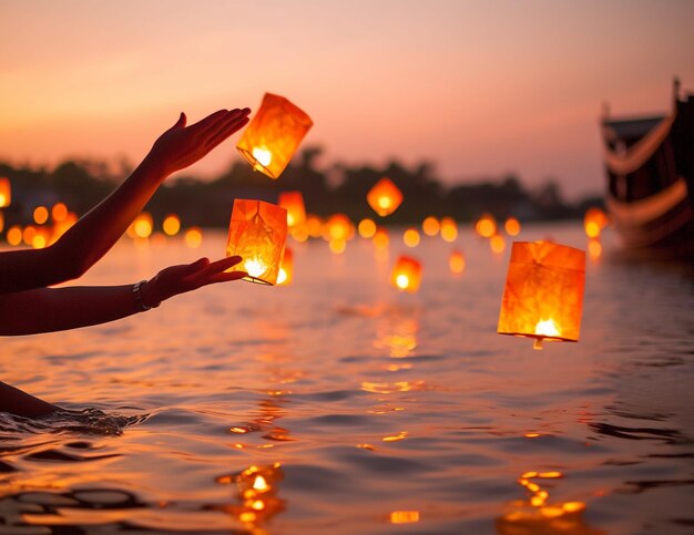 Khom Loy and Khom Fai Sky Lanterns in Thailand