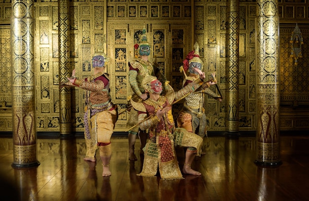 Photo khon is a classical thai dance masked in ramayana literature and this is a group of giant