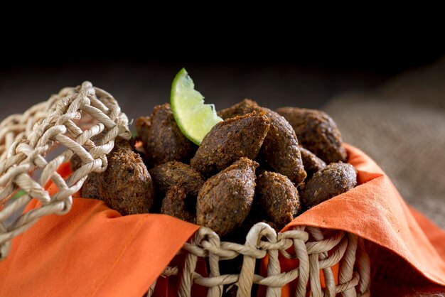 Photo kibbeh traditional arabic  and brazilian snack ( quibe ).